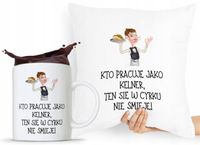 Zestaw Poduszka + Kubek Dla Kelnera Prezent Z Nadrukiem Ze Zdjęciem