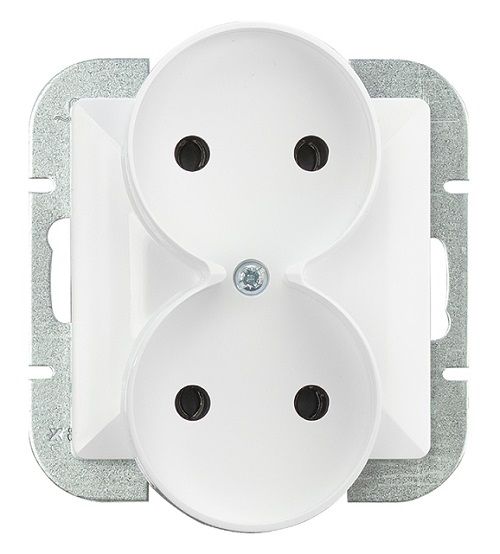 perła gniazdo podwójne p/t b/u białe - e+9002139 zdjęcie 1