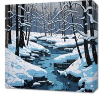 Obraz 50x50cm Rzeka przy Zimowej Porze