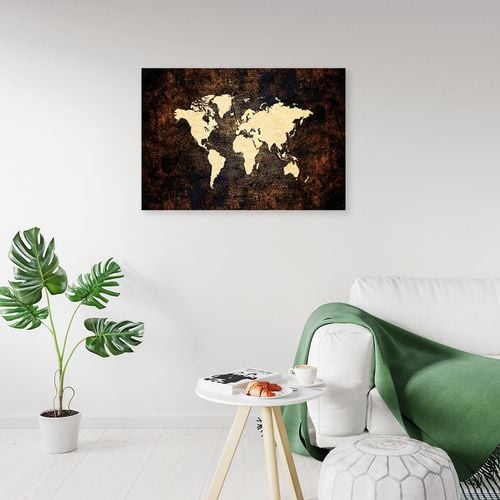 Obraz na płótnie – Canvas, Brązowa mapa świata 120x80 na Arena.pl