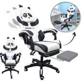 fotel gamingowy obrotowy panda z podnóżkiem i z masażerem kids zone ko34