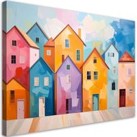 Obraz do pokoju dziecka nastolatka salonu, Widok na kolorowe domy