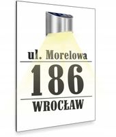 duża biała TABLICZKA podświetlana ADRESOWA nierdzewna dibond 40x30