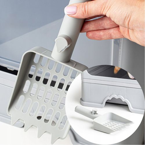 KUWETA DLA KOTA Z SZUFLADĄ ZAMKNIĘTA DUŻA KRYTA NA ŻWIREK TOALETA ŁOPATKA na Arena.pl