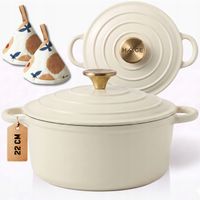 GARNEK ŻELIWNY 3L EMALIOWANY Z POKRYWKĄ KREMOWY INDUKCJA PIEKARNIK 22CM