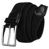 pleciony, elastyczny pasek parciany w czarnym kolorze z tradycyjną klamrą