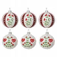 Bombki Szklane 8 cm 6 szt. Zimny Biały Ozdoby Świąteczne Dekorowane