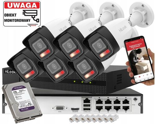 Zestaw monitoringu do Domu 6 kamer IP Hikvision HiLook IPCAM-B4-30DL 4Mpx na Arena.pl