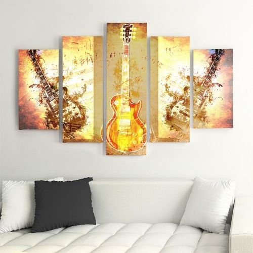 Obraz pięcioczęściowy na płótnie Canvas, pentaptyk typ A, Gitara 200x100 na Arena.pl