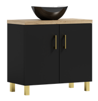 Szafka łazienkowa ROCO 80 czarna ,dąb craft złoty z umywalką Eliza C (W7)