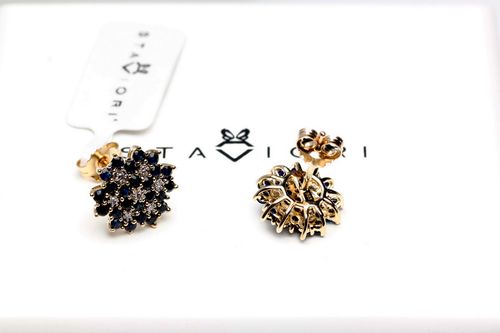 kolczyki złote z szafirami i brylantami na Arena.pl