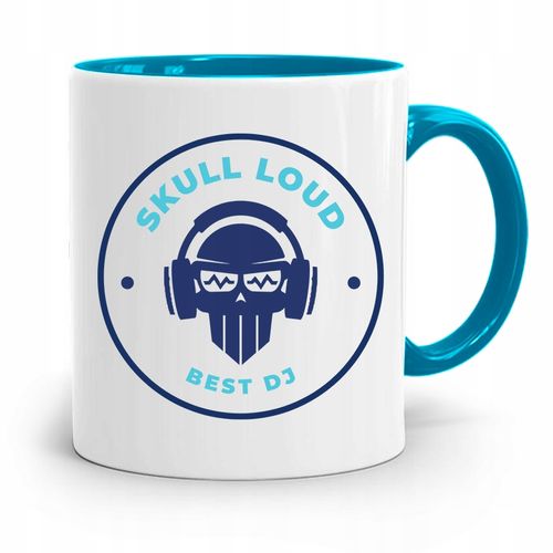 Dla Dja Muzyka Kubek Błękitny Skull Loud Z Nadrukiem Ze Zdjęciem na Arena.pl