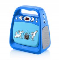 BOOMBOX KARAOKE GŁOŚNIK BLUETOOTH USB MP3 MIKROFON ODTWARZACZ CD NIEBIESKI