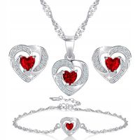 KOMPLET SREBRNEJ BIŻUTERII SERCE NA WALENTYNKI ZESTAW BIŻUTERII SREBRO