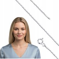 ŁAŃCUSZEK SREBRNY pr 925 ANKIER diamentowany rodowany Damski delikatny 38cm