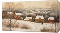 Obraz 70x40cm Wioska Otulona Śniegiem