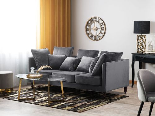 Sofa 3-osobowa welurowa szara FENSTAD na Arena.pl