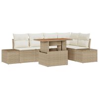 6-częściowy zestaw sofy ogrodowej z poduszkami Beżowy Polirattan