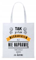 Dla Mechanika Prezent Torba Eco Biała Shopper Z Nadrukiem Ze Zdjęciem