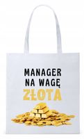 Torba Biała Eco Shopper Dla Managera Z Nadrukiem Ze Zdjęciem