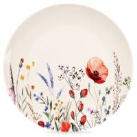 Talerz Obiadowy Duży Płytki Płaski na Obiad Porcelanowy Kwiaty Maki 27 cm