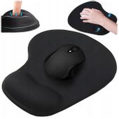 Czarna podkładka komputerowa pod mysz myszkę z nakładką żelową ergonomiczna