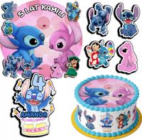 ZESTAW OPŁATEK NA TORT 20CM + 17 POSTACI - STICH STICZ + IMIĘ 15CM 18CM