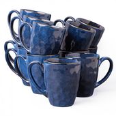 Zestaw kubków Uminami niebieski dla 12 osób Nowoczesny Do zmywarki Komplet