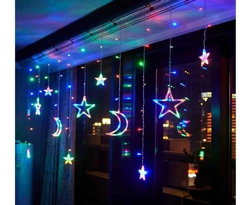 GWIAZDY KSIĘŻYC GIRLANDA NA OKNO KURTYNA LAMPKI 3m na Arena.pl