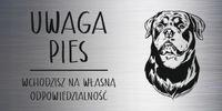 Tabliczka laminat 20x10 cm UWAGA PIES Rottweiler Z GRAWEREM