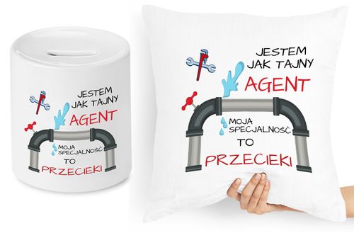 Dla Hydraulika Zestaw Poduszka + Skarbonka Z Nadrukiem Ze Zdjęciem na Arena.pl