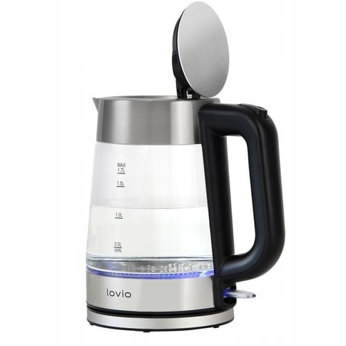Czajnik elektryczny bezprzewodowy szklany STALOWY LED INOX 1,7l 2200W Lovio na Arena.pl