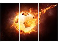 60 90CM OBRAZ 3 ELEM PIŁKA OGNIU DRUK PŁÓTNO RAMA