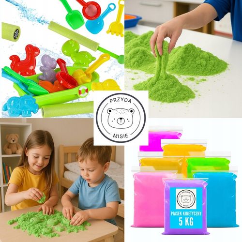 DUZY ZESTAW XXL PIASEK KINETYCZNY 5 KG BASEN ŁOPATKA PIASKOWNICA STATEK na Arena.pl