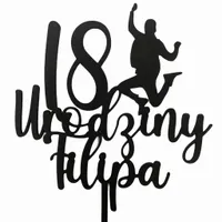 TOPER NA TORT TOPPER OZDOBA TORTU 18 URODZINY DOWOLNE IMIĘ PERSONALIZOWANY