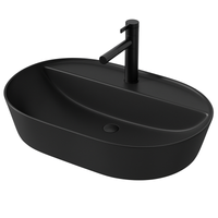 Umywalka nablatowa owalna ceramiczna czarna stawiana z otworem duża 60 cm