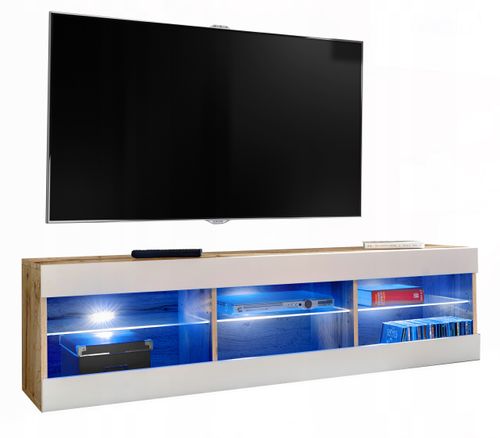 Szafka RTV LED Salon Nowoczesna Dąb Wotan/Biały RGB LED 140x35 Pokój na Arena.pl