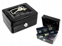 Kasetka sejf na pieniądze dokumenty mała metalowa monety na klucz 15cm