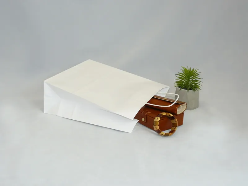 Torba papierowa biała z nadrukiem 100 sztuk 24/25 x 11 x 32 cm zdjęcie 5