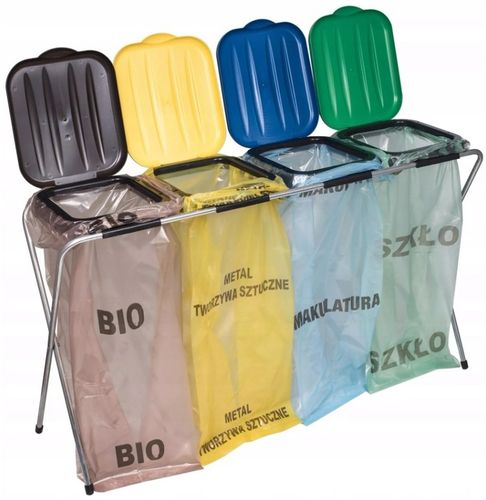 KOSZ STOJAK NA WORKI DO SEGREGACJI ŚMIECI 4 x 120l na Arena.pl