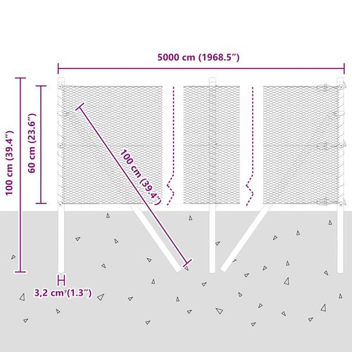 Ogrodzenie z słupkami Szary 0.6 x 50 m Stal pokryta PCV na Arena.pl
