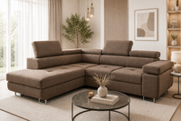 Welurowy Narożnik Sofa ANTON funkcja spania Plamoodporny