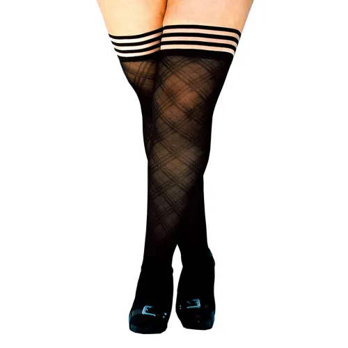kixies tiffany c - pończochy samonośne czarne z geometrycznym wzorem na Arena.pl