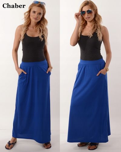 MAXI DŁUGA SPÓDNICA Z KIESZENIAMI prosta - KOLORY na Arena.pl