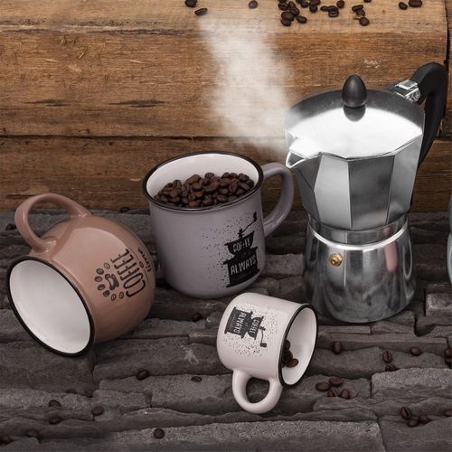 Kubek Ceramiczny do Picia Kawy Herbaty Ziół Napojów Szary 370 ml na Arena.pl