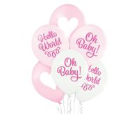 Balony lateksowe Oh Baby Girl różowe baby shower, 6 szt.