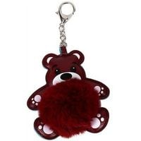 Brelok do kluczy zawieszka Miś bordowy pompon