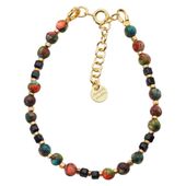 Bransoletka z kolorowym Jaspisem cesarskim, czarnym Turmalinem i złoconym Hematytem – srebro pozłacane 24k