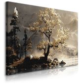 Obraz Na Płótnie Do Salonu Abstrakcyjne Drzewo Krajobraz Góry 120cm x 80cm