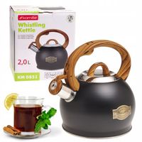 CZAJNIK TRADYCYJNY STALOWY Z GWIZDKIEM 2,0 L na GAZ INDUKCJA czarny